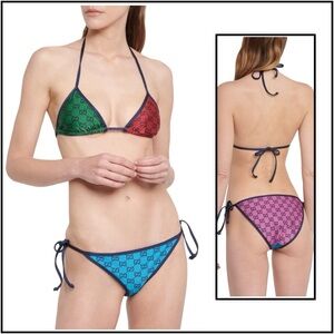 GG Monogram Color-block Vibrant Colored Bikini SZ L